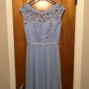 David's Bridal Lace and Mesh Dress- Ice Blue- Sz 2